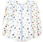 Animal&Plant&White Print Organic Cotton Sleep Sack (0.5 TOG) | Wearable Blanket for Babies & Toddlers - TURMEWU