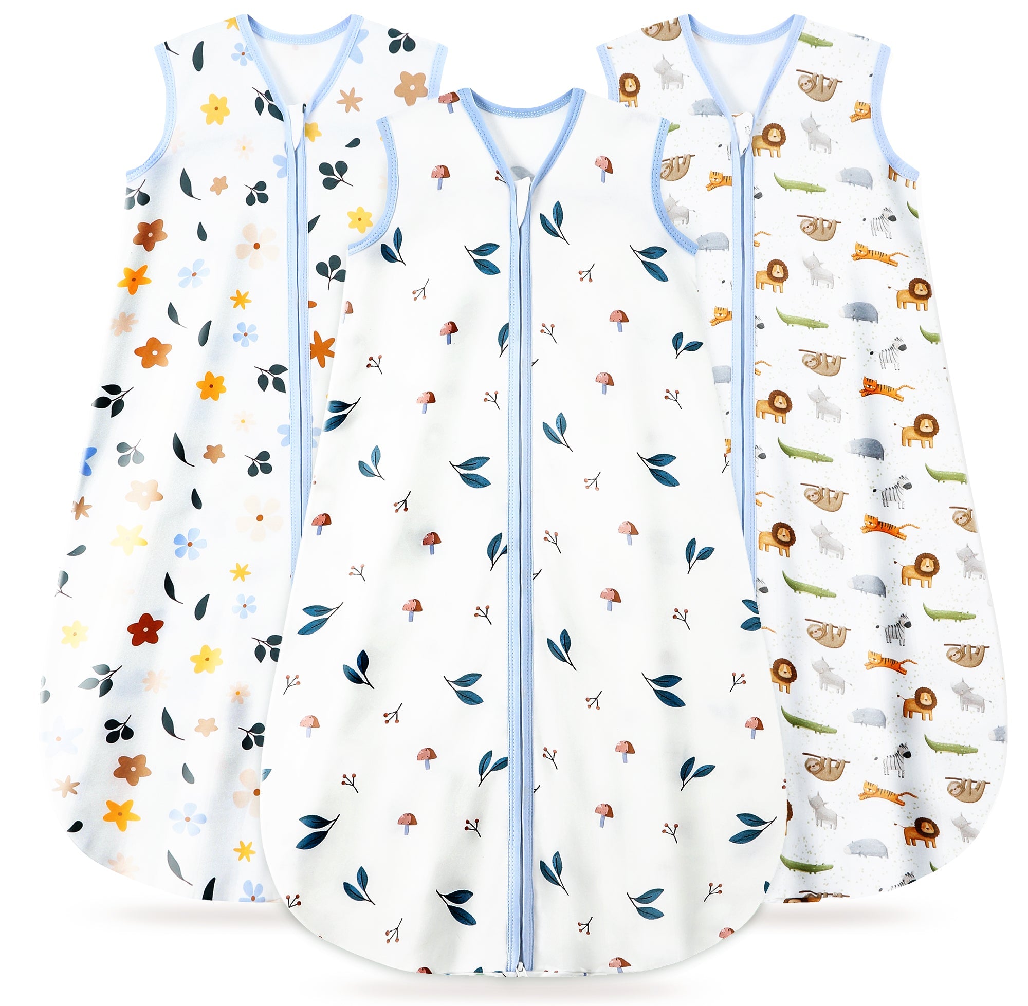 Animal&Plant&White Print Organic Cotton Sleep Sack (0.5 TOG) | Wearable Blanket for Babies & Toddlers - TURMEWU