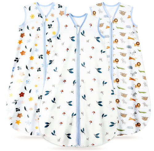 Animal&Plant&White Print Organic Cotton Sleep Sack (0.5 TOG) | Wearable Blanket for Babies & Toddlers - TURMEWU