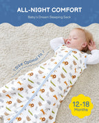 Animal&Plant&White Print Organic Cotton Sleep Sack (0.5 TOG) | Wearable Blanket for Babies & Toddlers - TURMEWU
