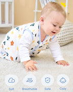 Animal&Plant&White Print Organic Cotton Sleep Sack (0.5 TOG) | Wearable Blanket for Babies & Toddlers - TURMEWU