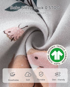 Cotton&Fawn&Grey Print Organic Cotton Sleep Sack (0.5 TOG) | Wearable Blanket for Babies & Toddlers - TURMEWU