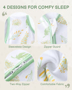 Green Print Organic Cotton Sleep Sack (0.5 TOG) | Wearable Blanket for Babies & Toddlers - TURMEWU