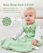 Green Print Organic Cotton Sleep Sack (0.5 TOG) | Wearable Blanket for Babies & Toddlers - TURMEWU
