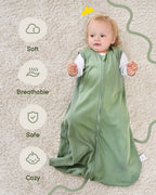 Leaf＆Green Print Organic Cotton Sleep Sack (0.5 TOG) | Wearable Blanket for Babies & Toddlers - TURMEWU