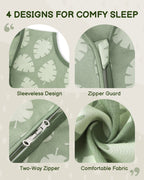 Leaf＆Green Print Organic Cotton Sleep Sack (0.5 TOG) | Wearable Blanket for Babies & Toddlers - TURMEWU