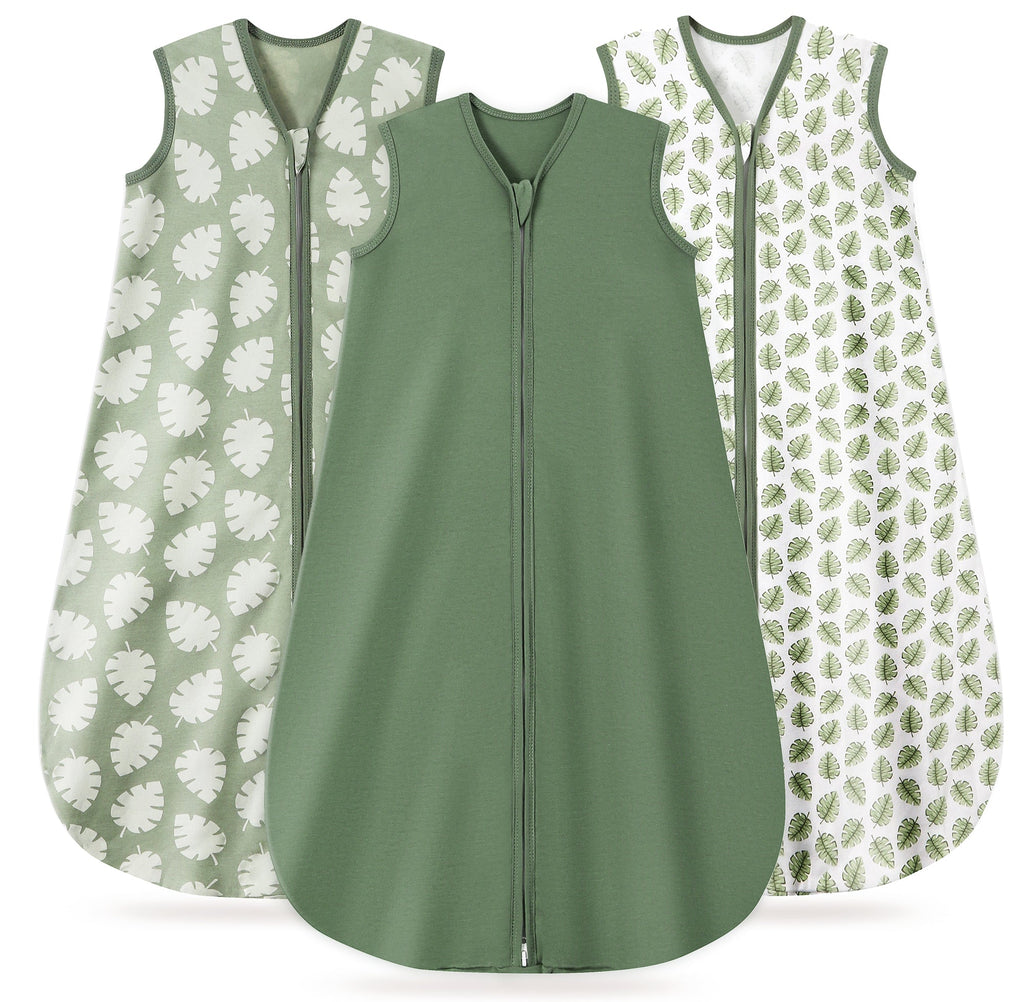 Leaf＆Green Print Organic Cotton Sleep Sack (0.5 TOG) | Wearable Blanket for Babies & Toddlers - TURMEWU