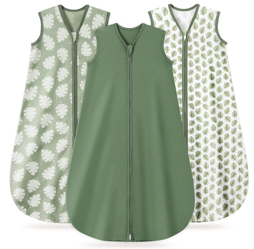 Leaf＆Green Print Organic Cotton Sleep Sack (0.5 TOG) | Wearable Blanket for Babies & Toddlers - TURMEWU