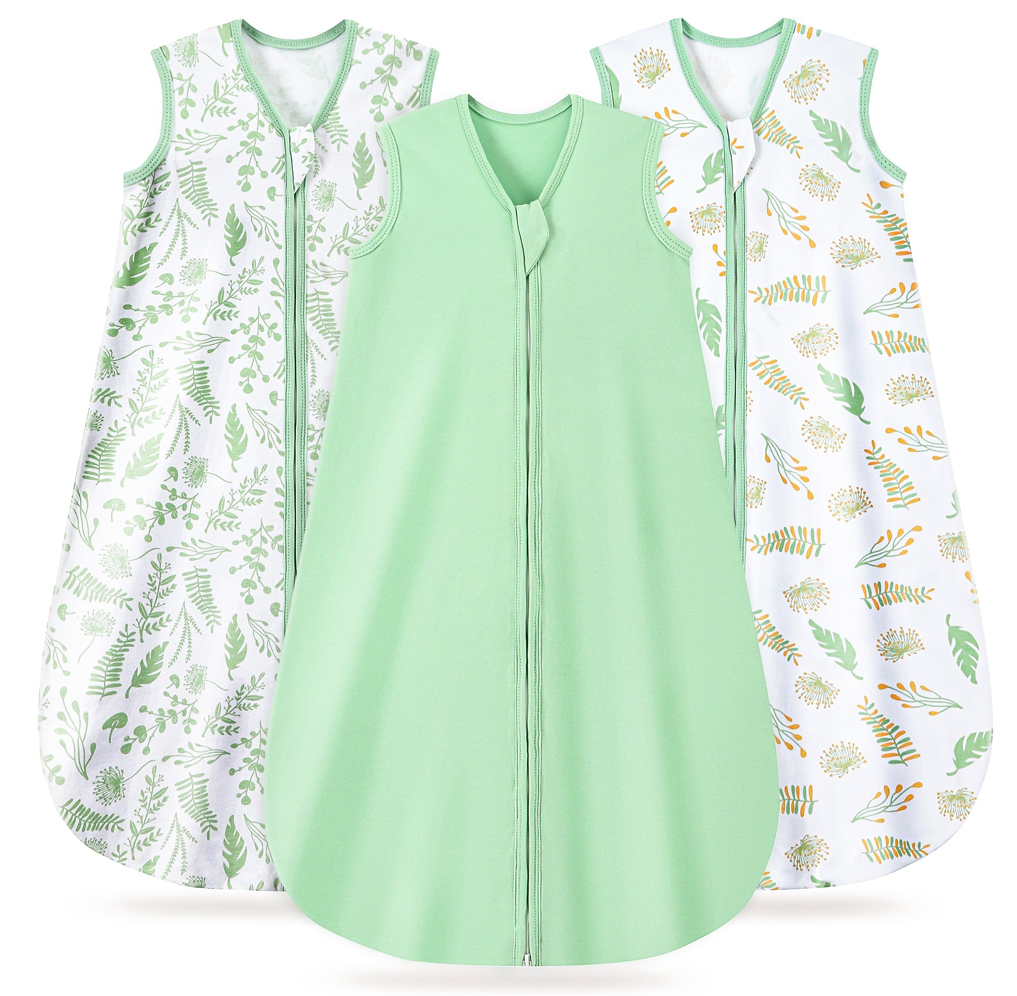 Leaf＆Green Print Organic Cotton Sleep Sack (0.5 TOG) | Wearable Blanket for Babies & Toddlers - TURMEWU