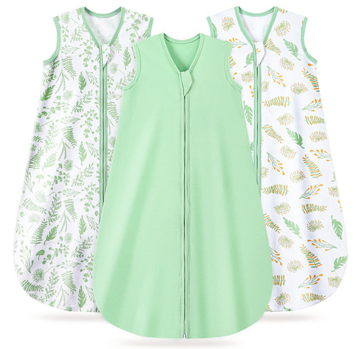 Leaf＆Green Print Organic Cotton Sleep Sack (0.5 TOG) | Wearable Blanket for Babies & Toddlers - TURMEWU